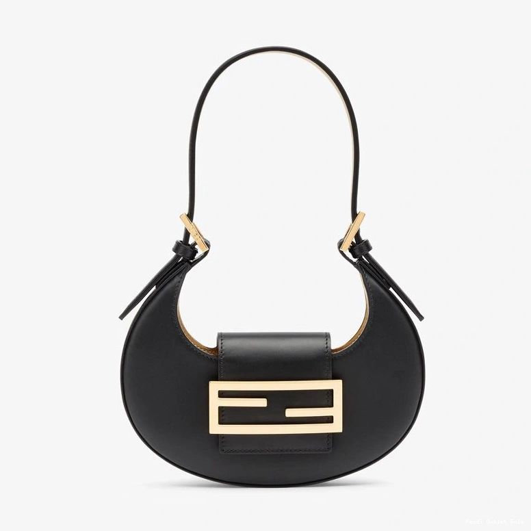 Hobo Mini Bag Leather Black In Fendi Calf Cookie 0708